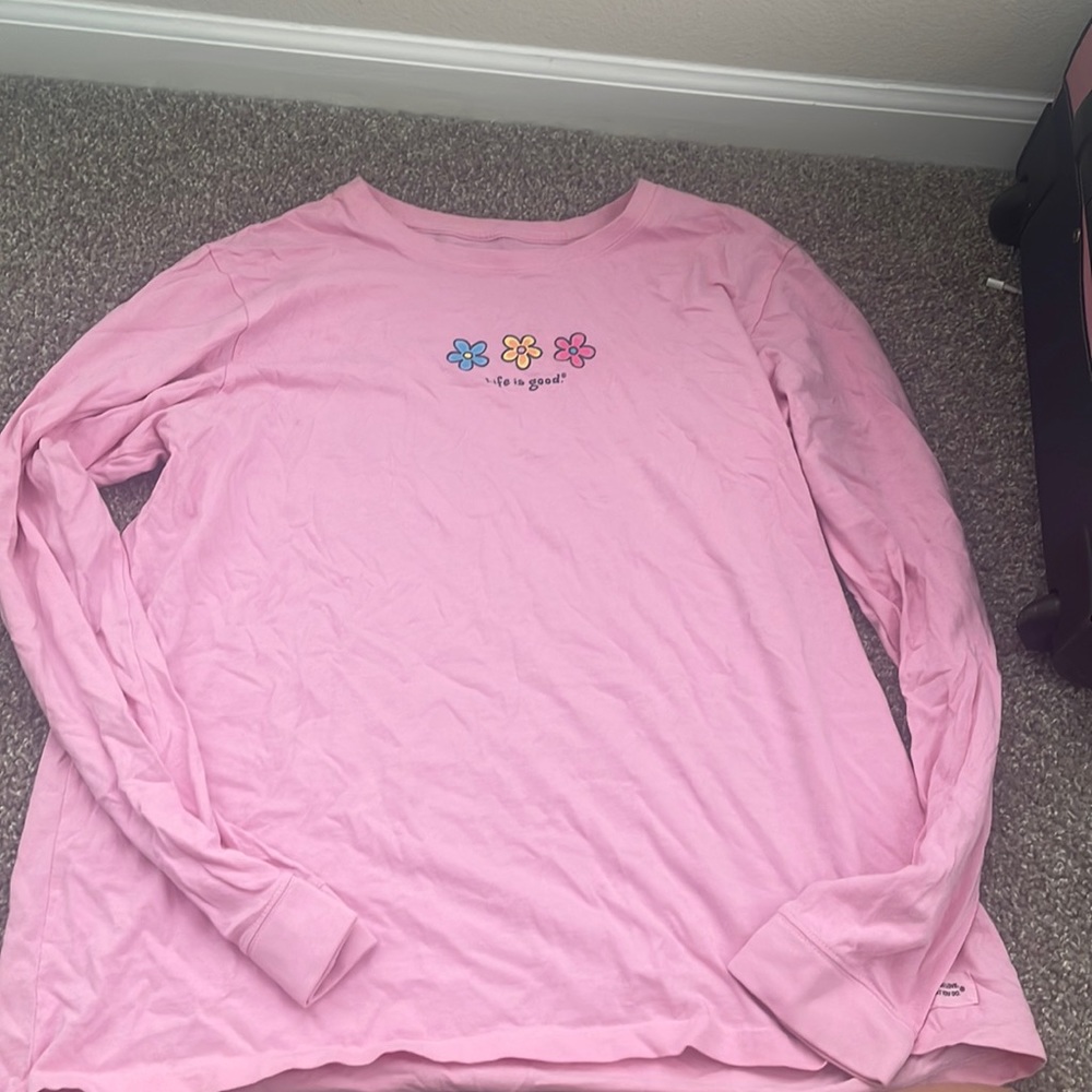 Life is good vintage long sleeve XL pink t shirt